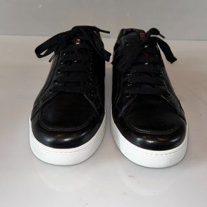 PRADA MENS LEATHER SNEAKERS, BLACK, SIZE 12 US, MINT CONDITION